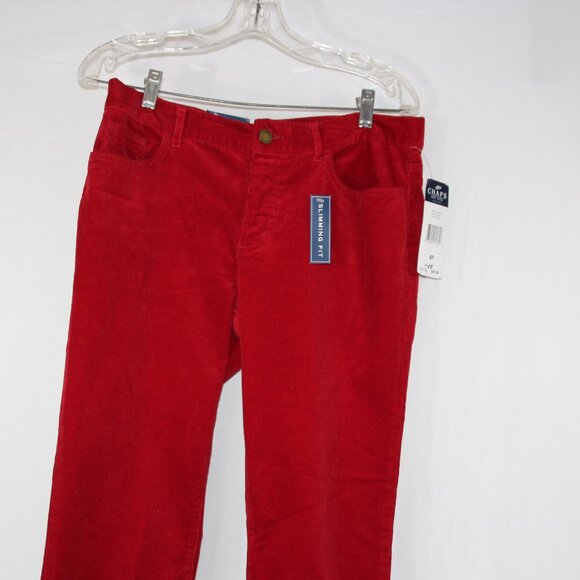 Chaps Women's Dark Tart Red Corduroy Pants, Size 8P, Slimming Fit NEW - Picture 3 of 10